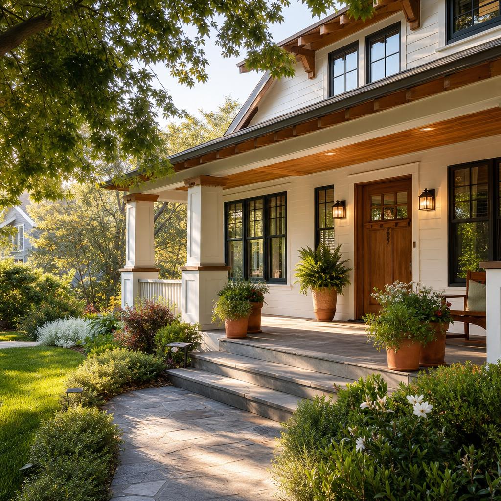 A beautiful craftsman home in the morning light