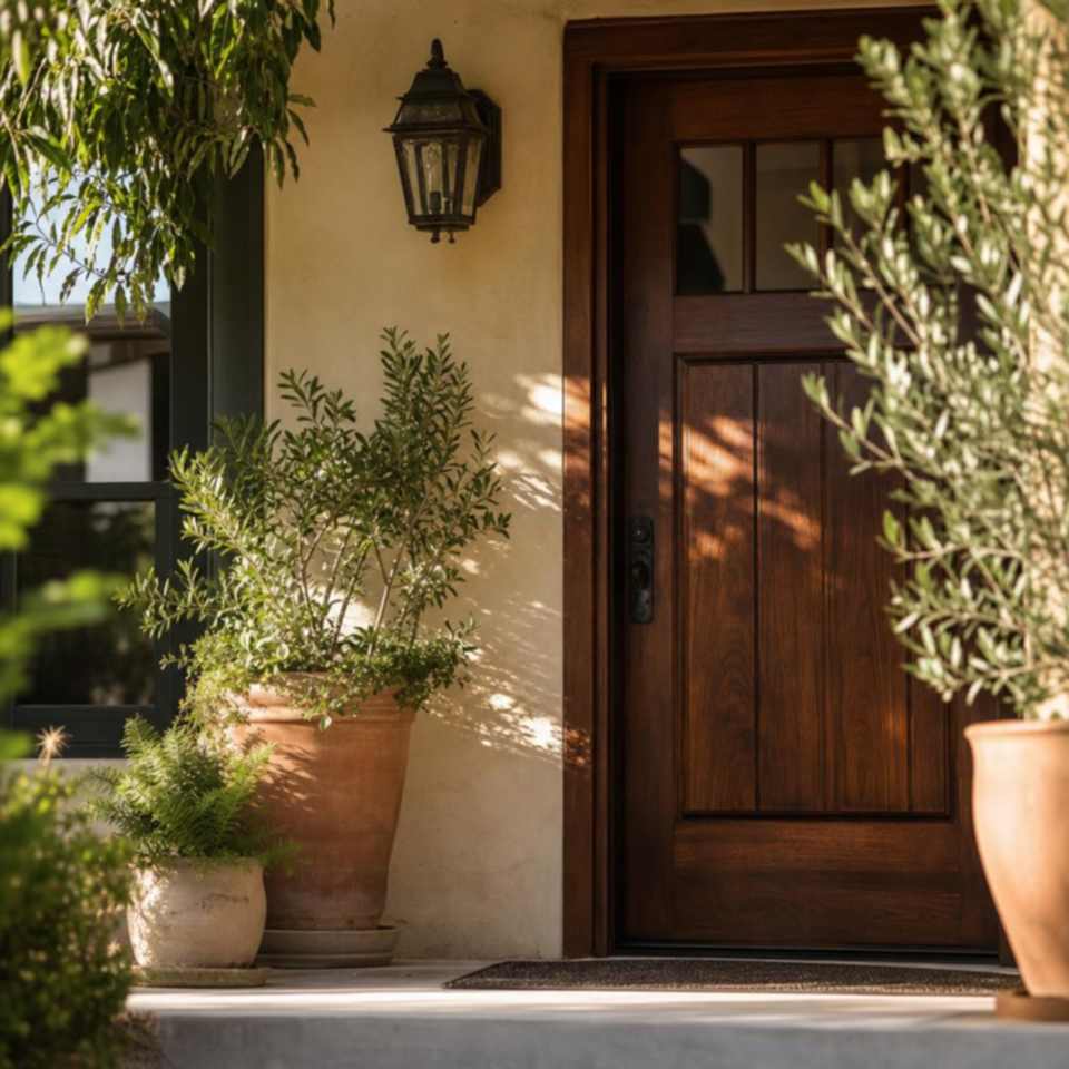 Detailed view of a cared-for front porch